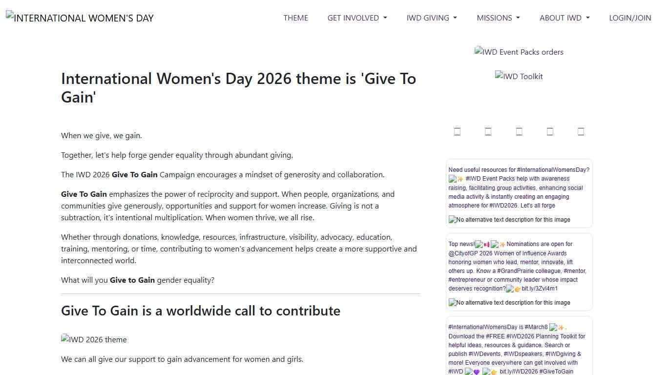 IWD: International Women's Day 2026 theme is 'Give To Gain'